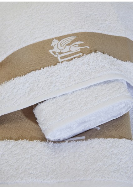 Beyaz 5li Logo Jakarlı Havlu Seti fiyatları
