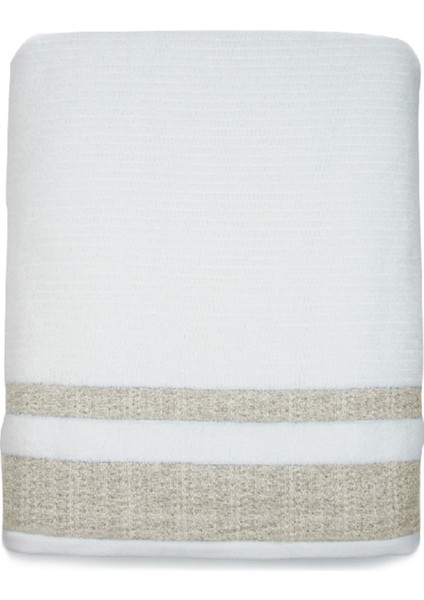 Aby Pamuklu Bej Bordürlü Banyo Havlusu 90X150 cm