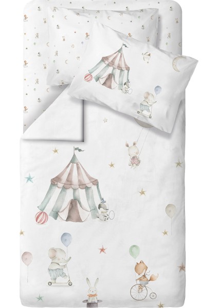 Circus %100 Organik Pamuk Saten Bebek Çocuk Nevresim Takımı 100 x 150 cm