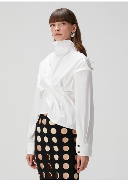 Beyaz Drapeli Gömlek modelleri