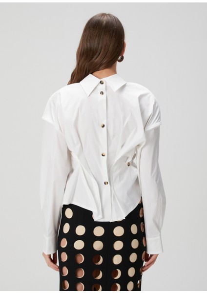 Beyaz Drapeli Gömlek fırsatları