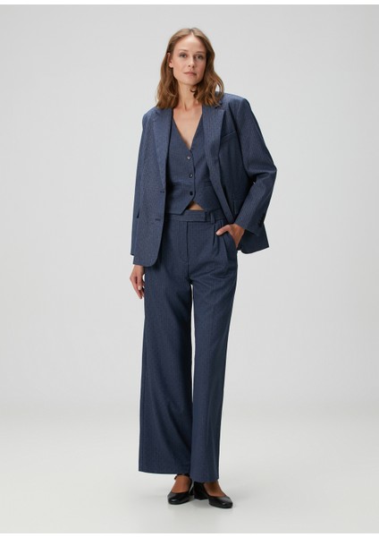 Vernona Mavi Çizgili Blazer modelleri