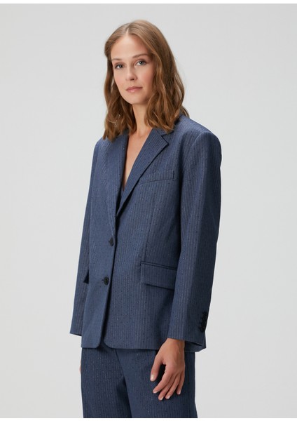 Vernona Mavi Çizgili Blazer fırsatları