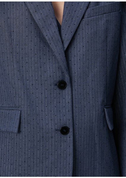 Vernona Mavi Çizgili Blazer