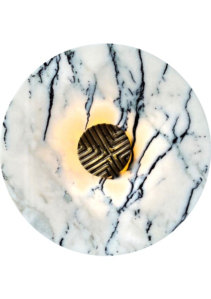 Art Deco Beyaz / Gri Doğal Taş Aplik