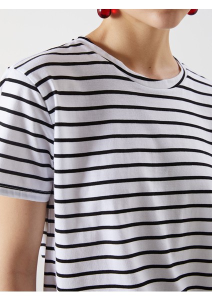 Yeni Sezon Bisiklet Yaka Çizgili Kadın Tişört modelleri