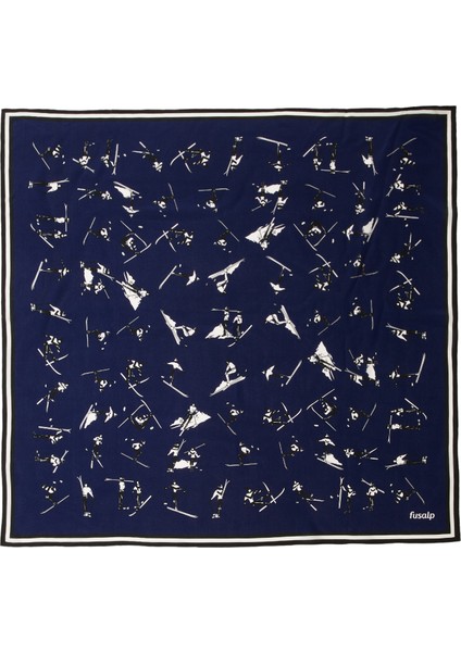 Mavi Beyaz Kadın Ipek Şal