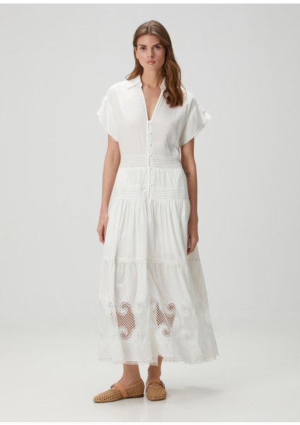 Roitine Ekru Maksi Elbise modelleri