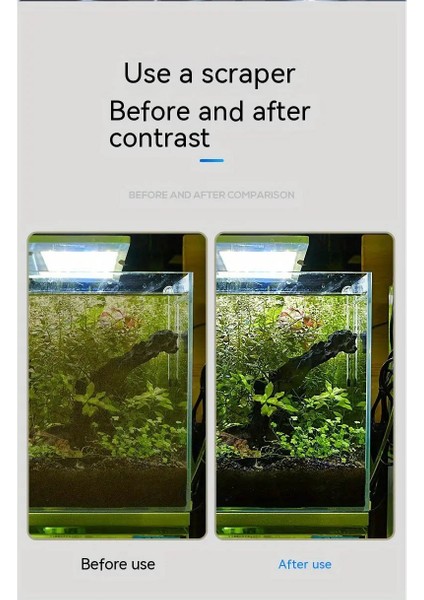 Akvaryum Camı için Çift Kullanımlı Yosun Kazıyıcı - Düz Yüzey/Alttan Kum Düzenleme, 33CM–53CM