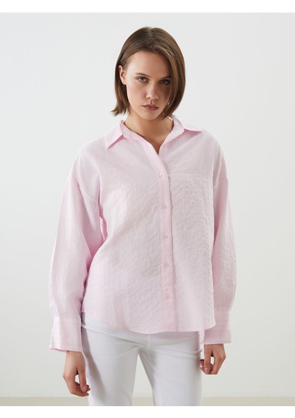 Yeni Sezon Çizgili Oversize Poplin Kadın Gömlek