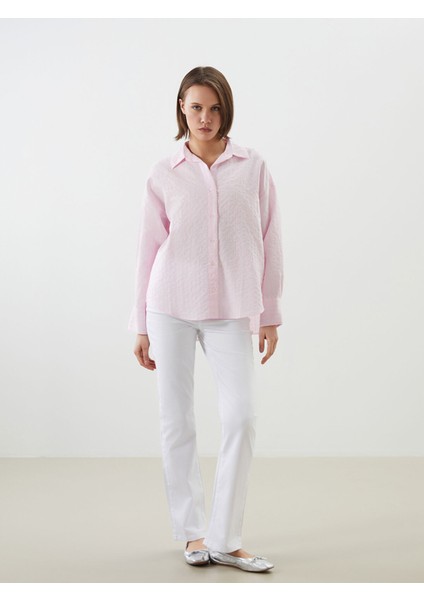 Yeni Sezon Çizgili Oversize Poplin Kadın Gömlek fiyatları
