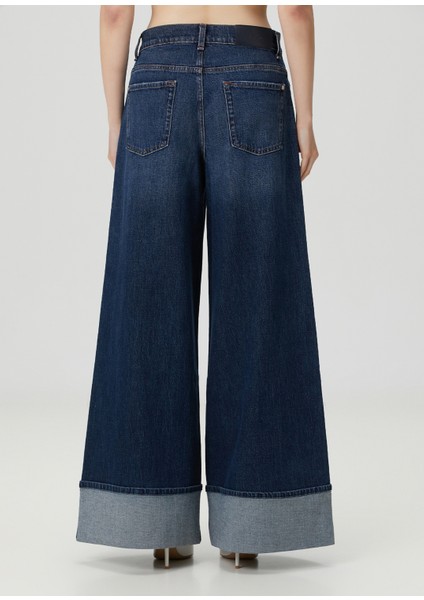 Marie Wide Leg Koyu Mavi Jean Pantolon fırsatları
