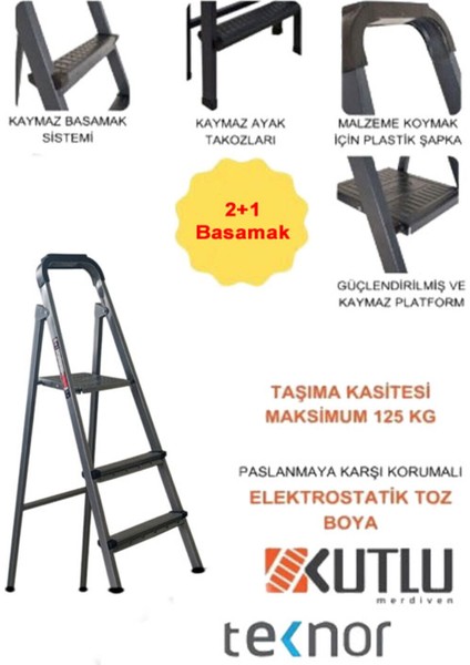 Kutlu Dayanıklı Metal Basamaklı Merdiven