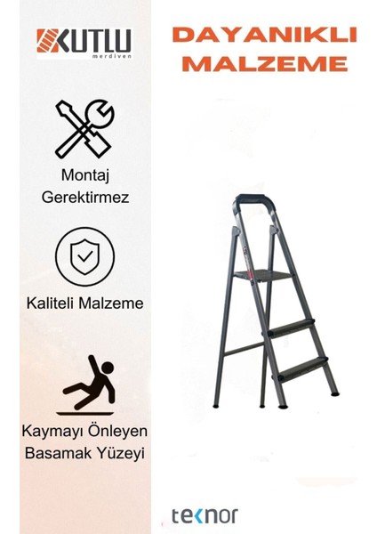Kutlu Dayanıklı Metal Basamaklı Merdiven