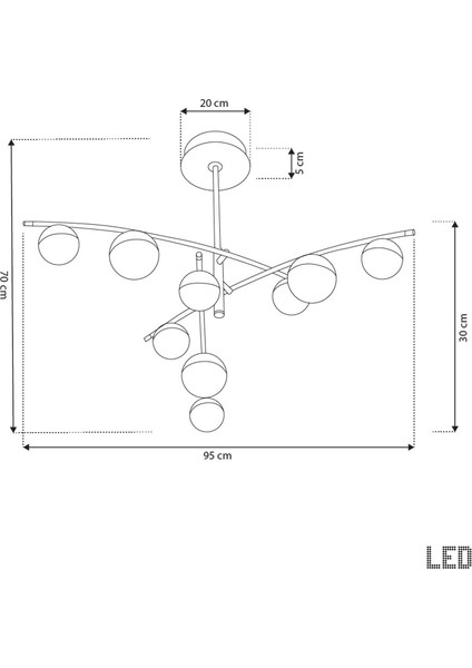 Lima Şeffaf Akrilik Platin 9'lu Sarkıt Avize modelleri