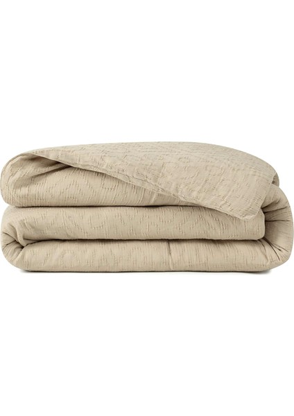 Damask Nougat %100 Pamuk Waffle Çift Kişilik Nevresim Kılıfı 200 x 220 cm