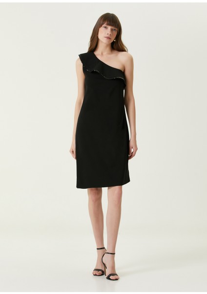 Valeria Siyah Mini Krep Kokteyl Elbise