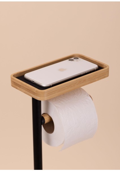 Siyah Metal Tepsili ve Fırçalı Tuvalet Kağıdı Standı fiyatları