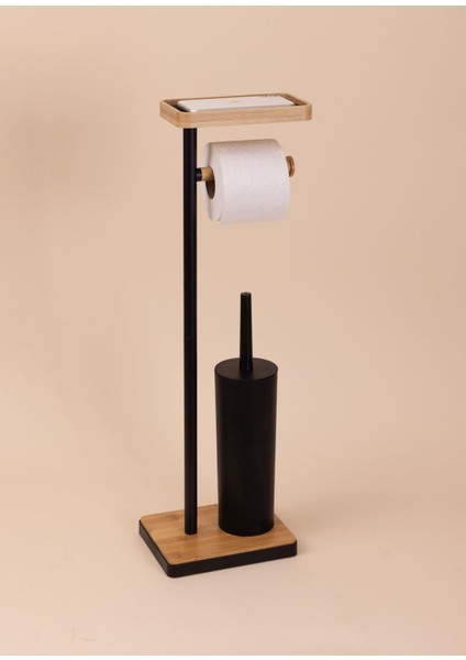 Siyah Metal Tepsili ve Fırçalı Tuvalet Kağıdı Standı modelleri