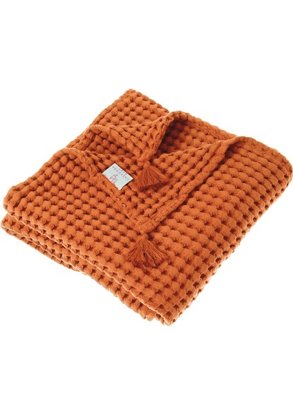 Turuncu %100 Pamuk Waffle Bebek Pike Örtü 90 x 120 cm