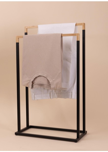 Siyah Metal Bambu Havlu Askılığı fiyatları
