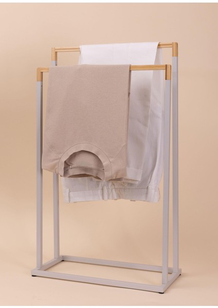 Gri Metal Bambu Havlu Askılığı fiyatları