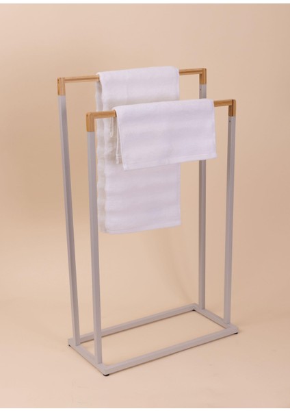 Gri Metal Bambu Havlu Askılığı modelleri