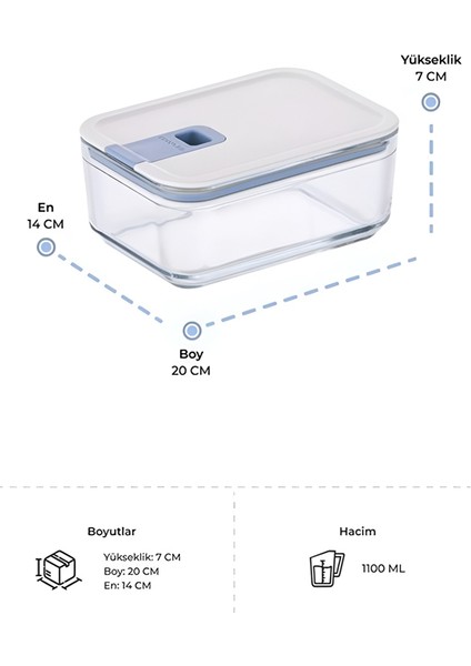 Perfect Seal Bej Kapaklı Cam Dikdörtgen Saklama Kabı 1100 ml modelleri
