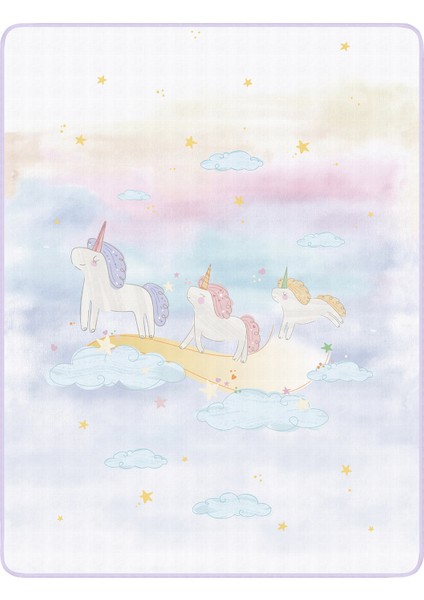 Astra Organik Pamuk Biyeli Çift Taraflı Müslin Kız Bebek Battaniye 90 x 120 cm