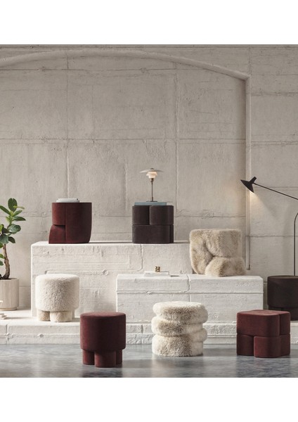 Ups Bordo Kadife Puf modelleri