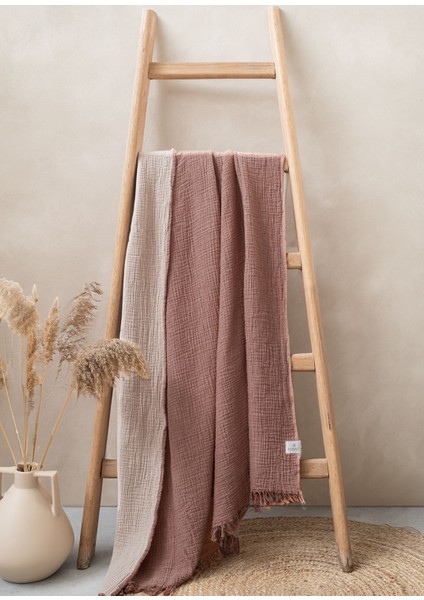 Cocoon Cinnamon Nougat Pamuklu 4 Kat Müslin Tek Kişilik Throw Koltuk Şalı Battaniye 130 x 170 cm modelleri