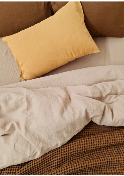 Washed Linen Nougat Keten Çift Kişilik Nevresim 200X220 cm modelleri