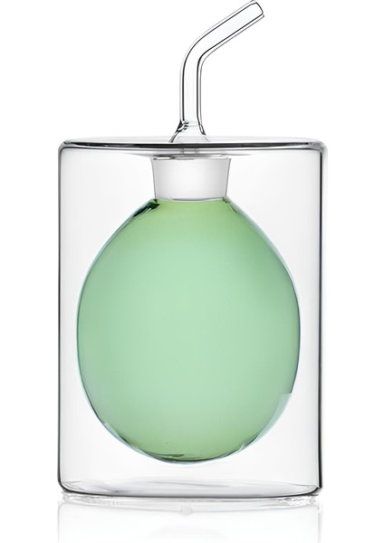 Yeşil Cam Çift Duvarlı Yağdanlık 150 ml