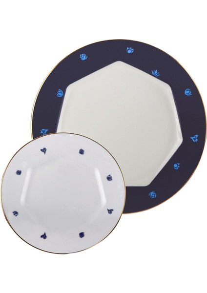 Mislina Kobalt 34 Parça 6 Kişilik Bone Kahvaltı Takımı modelleri