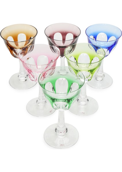 Colorblocked 6li Kristal Şarap Kadeh Seti