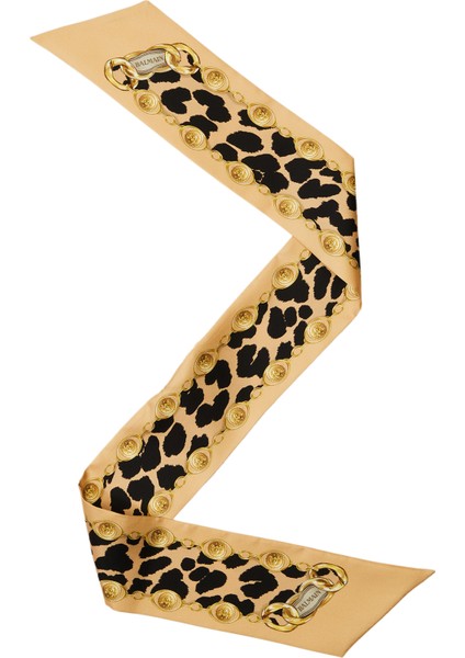 Sarı Kahverengi Kadın Ipek Fular