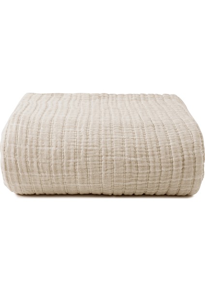 Square Natural Keten King Size Yatak Örtüsü 240 x 260 cm