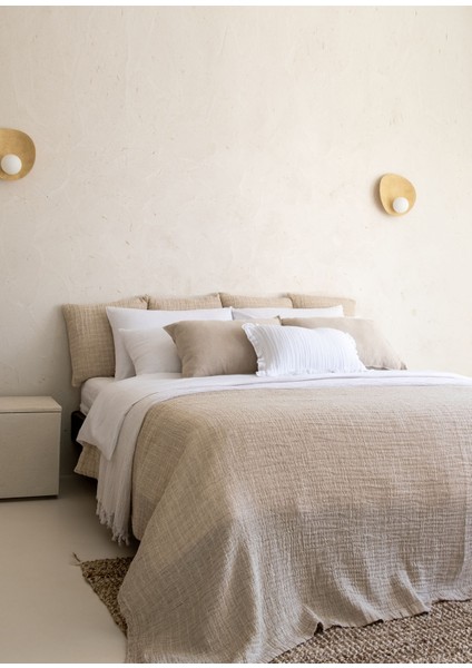 Square Natural Keten King Size Yatak Örtüsü 240 x 260 cm fiyatları