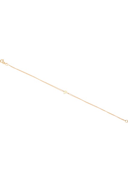 Taşlı Harf Detaylı Kadın Altın Bileklik