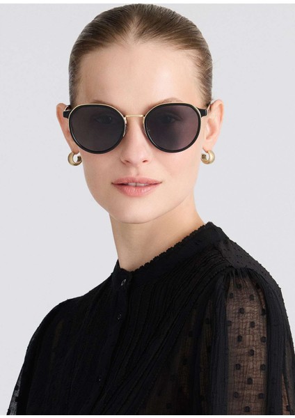 Ds 2371 C1 Siyah Altın Rengi Metal Unisex Güneş Gözlüğü modelleri