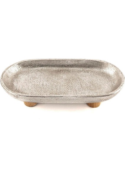 Ayaklı Silver Resin Tepsi
