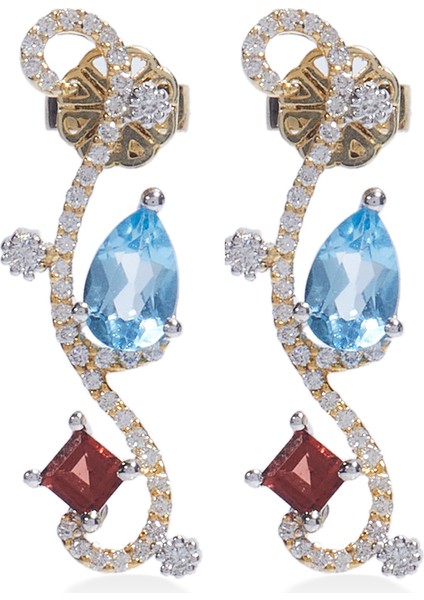 Pırlanta Detaylı Kadın Altın Küpe