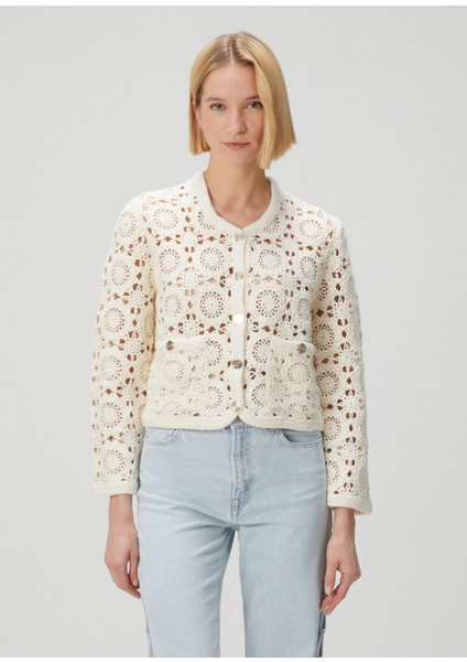 Mocha Ekru Dantel Hırka