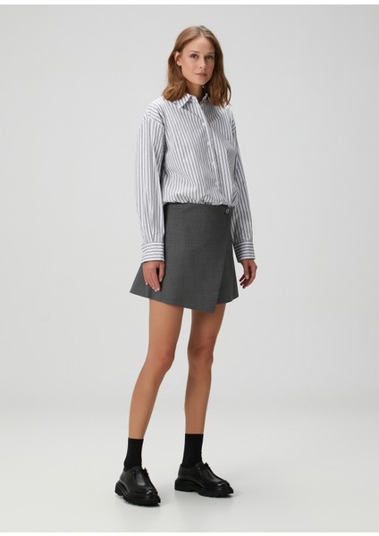 Ribacky Gri Çizgili Mini Gömlek Elbise fiyatları