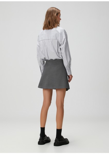 Ribacky Gri Çizgili Mini Gömlek Elbise fırsatları