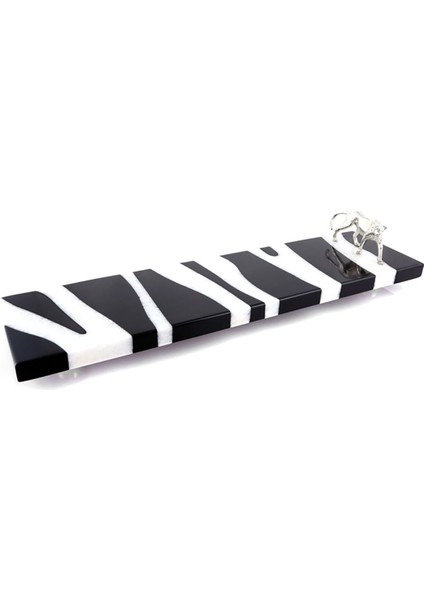 Zebra Kulp Detaylı Mermer Servis Tabağı