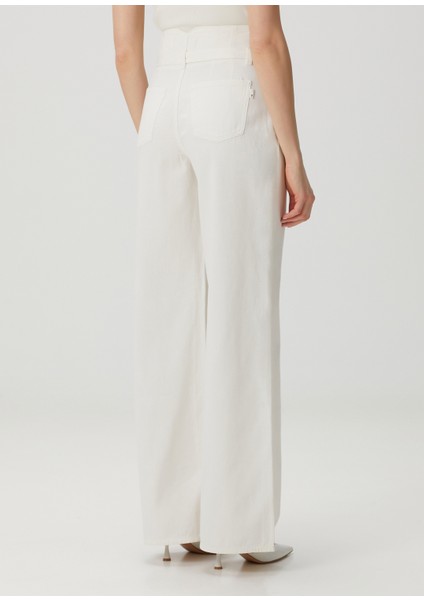 Ostuni Beyaz Wide Leg Jean Pantolon fırsatları