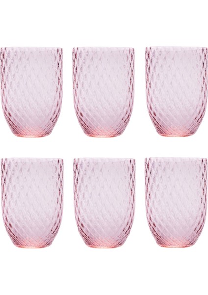 Pembe 6'lı Kristal Su ve Meşrubat Bardağı