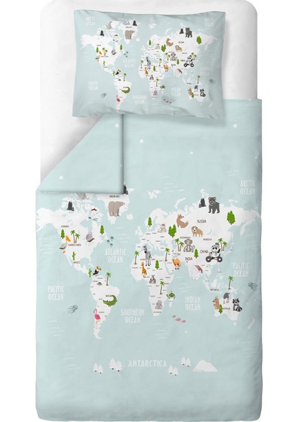 Atlas Mint %100 Organik Pamuk Saten Tek Kişilik Çocuk Nevresim Takımı