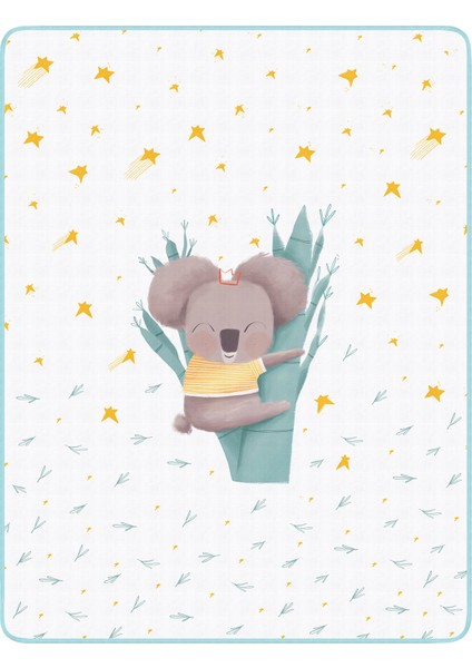 Koko Organik Pamuk Çift Taraflı Biyeli Unisex Bebek Müslin Battaniye